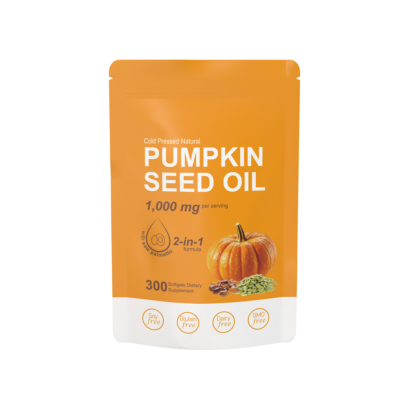 Pumpkin Seed Oil  & Saw Palmetto Supplement Cold Pressed, Pure Virgin Oil Softgels Hair Growth & Anti-Aging & Hydration heart-healthy Antioxidants