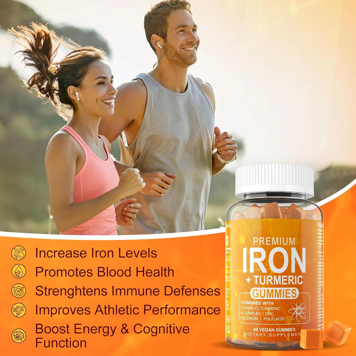 Turmeric  Ginger Gummies | 70 Count | Peach Flavor | Vegan, Non-GMO, & Gluten Free Supplement  Antioxidant support Pain Relief  Popular Turmeric  YOULEVHONG Supplement