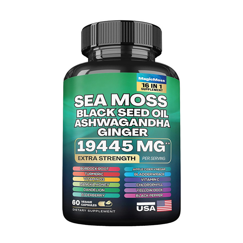 Sea Moss Supplement  Moss Advanced with Burdock Root, Bladderwrack & Muira Puama for Immunity, Gut, & Energy - Superfood Sea Moss Supplements w/Raw Sea Moss Powder  60 Vegan