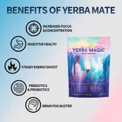 Yerba Magic Supplement  Instant Powder Super Drink with Nootropics, Prebiotics & Probiotics – Clean Energy, Mental Clarity & Gut Wellness | Low Sugar, Natural Caffeine – 30 Servings