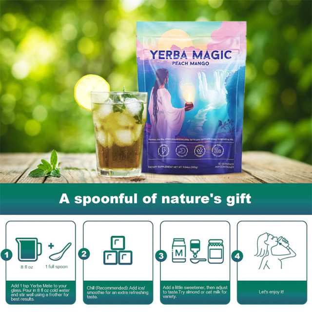 Yerba Magic Supplement  Instant Powder Super Drink with Nootropics, Prebiotics & Probiotics – Clean Energy, Mental Clarity & Gut Wellness | Low Sugar, Natural Caffeine – 30 Servings