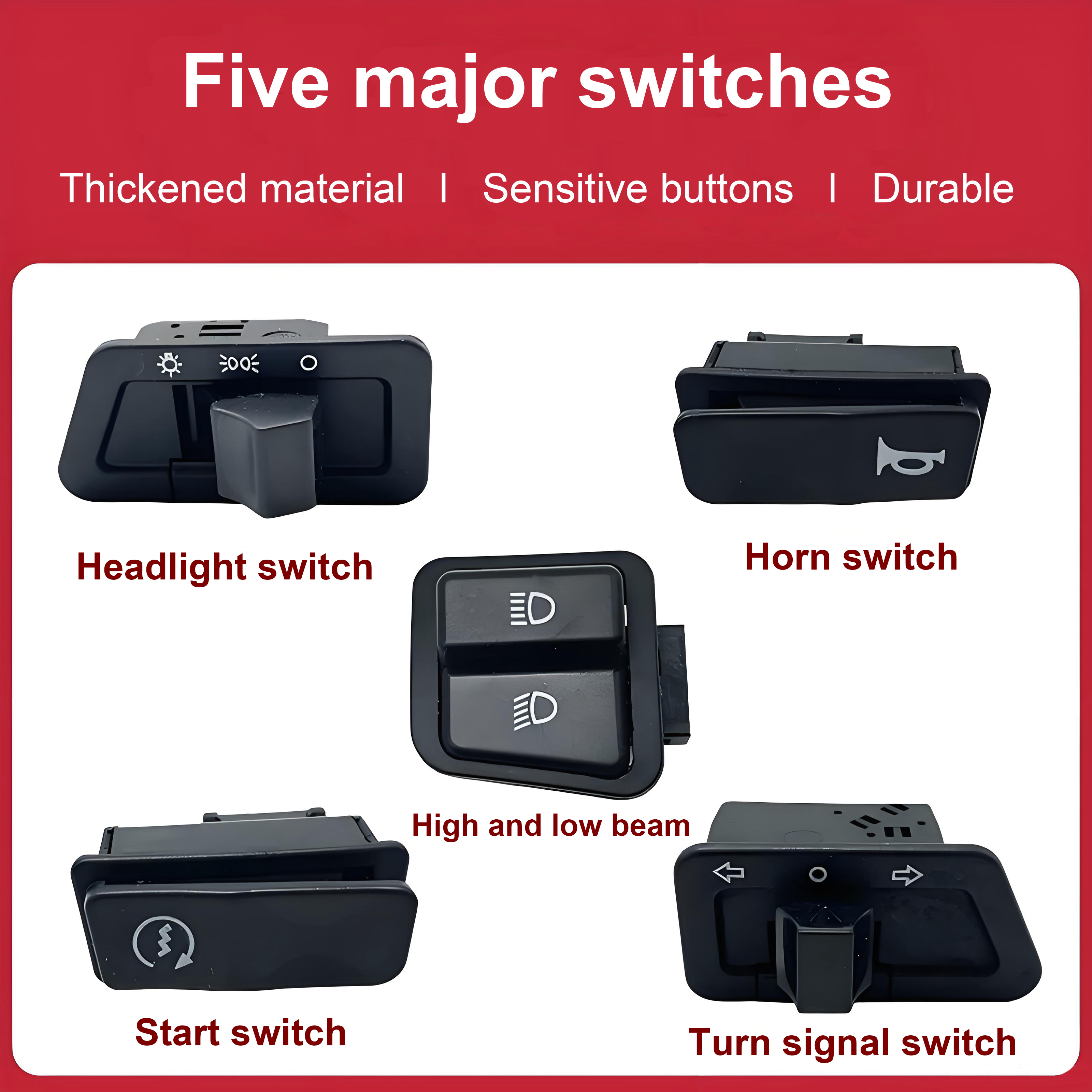Five major switches for electric scooter
