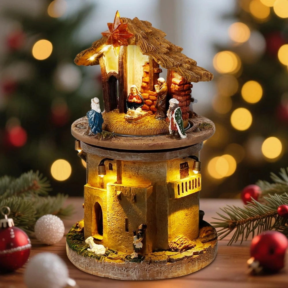Lighted Christmas Rotating Nativity Scene – Holy Family Collectible ...