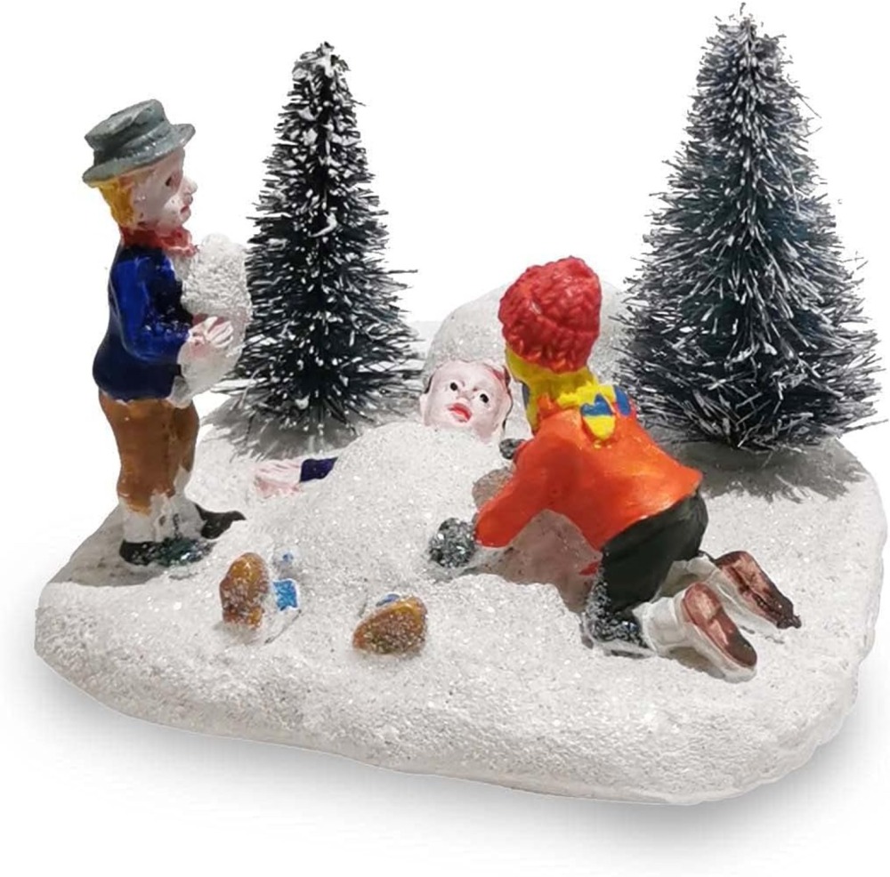 Kids Playing Figurine of Christmas Village Sets Accessories
