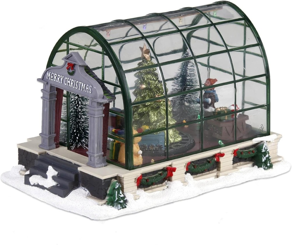 Animated Lighted Christmas Village Greenhouse