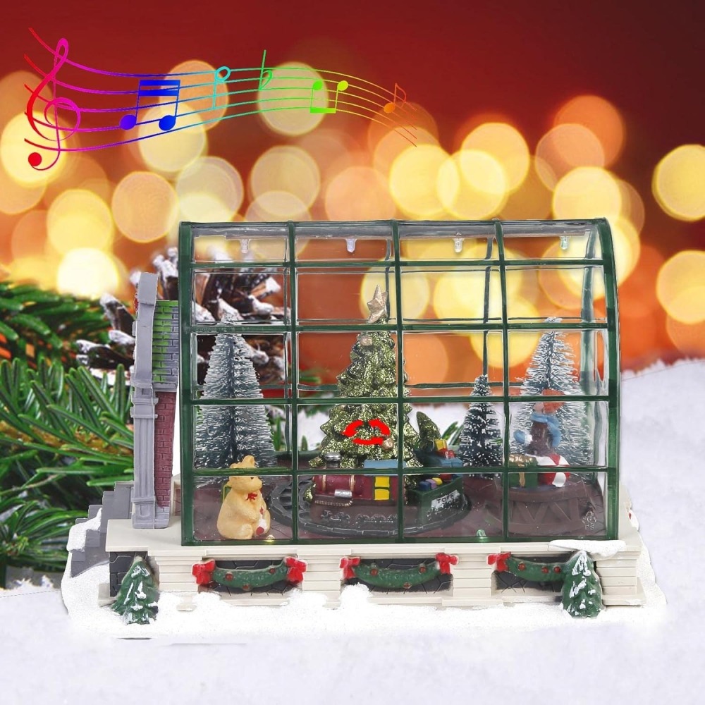 Animated Lighted Christmas Village Greenhouse
