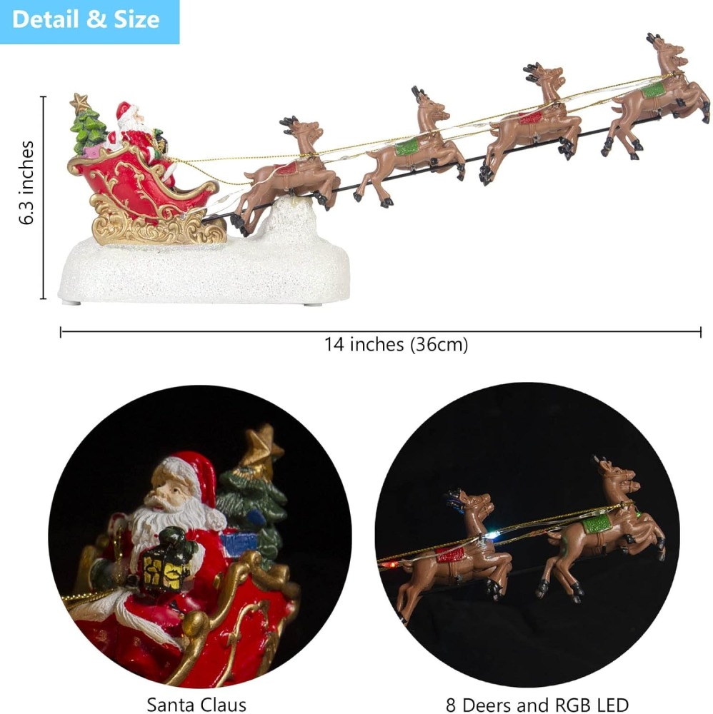 Christmas Winter Santa's Sleigh with 8 Reindeers