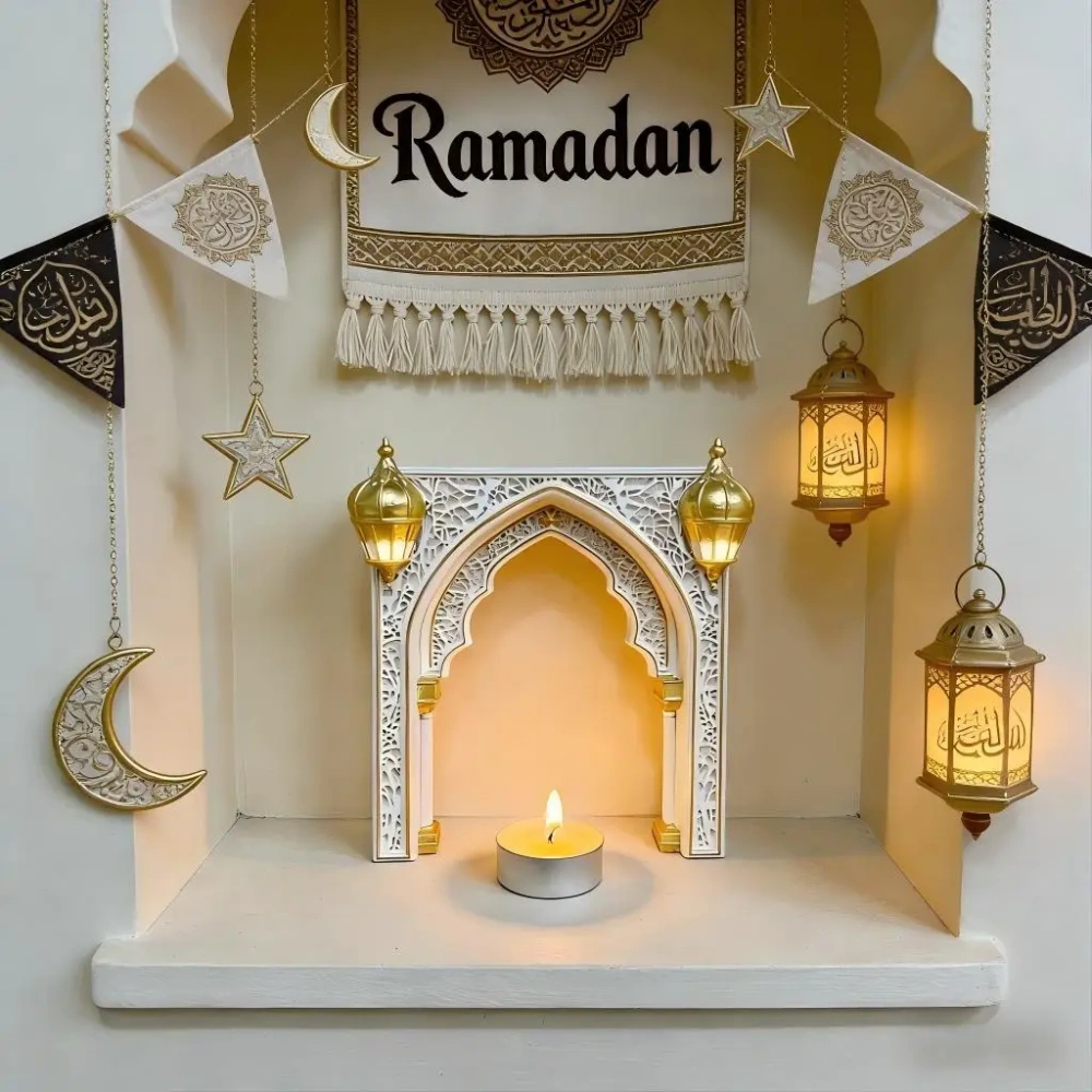 Ramadan Decoration Eid Mubarak Islamic Arch Ornament Candle Holder Arabic Style Home Decor for Muslim Festival Party Supplies