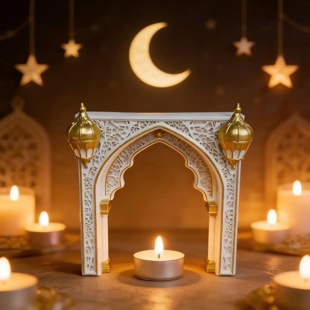Ramadan Decoration Eid Mubarak Islamic Arch Ornament Candle Holder Arabic Style Home Decor for Muslim Festival Party Supplies