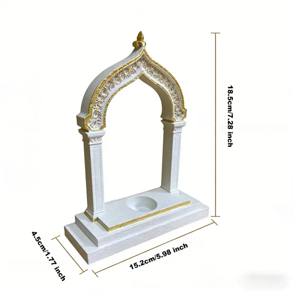Ramadan Decoration Arch Candle Holder Islamic Style White & Gold Tealight Stand for Home Table Eid Mubarak Festival Decorations