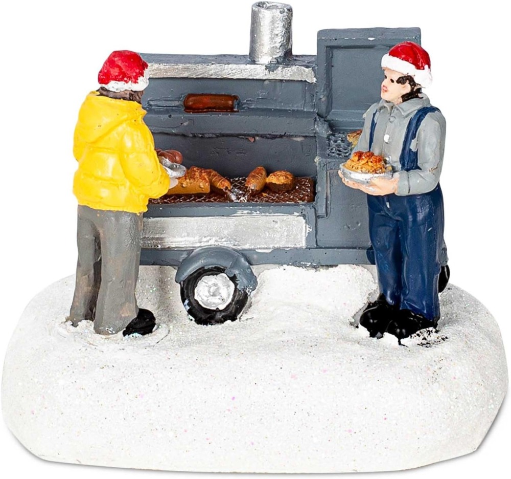 Christmas Village Accessories Figurines Scene with LED Light, Battery Operated(3V) not Included