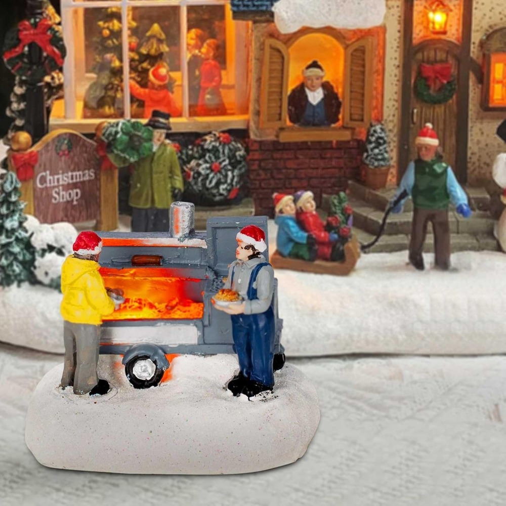 Christmas Village Accessories Figurines Scene with LED Light, Battery Operated(3V) not Included