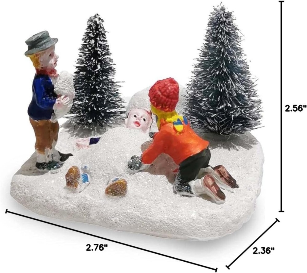 Kids Playing Figurine of Christmas Village Sets Accessories