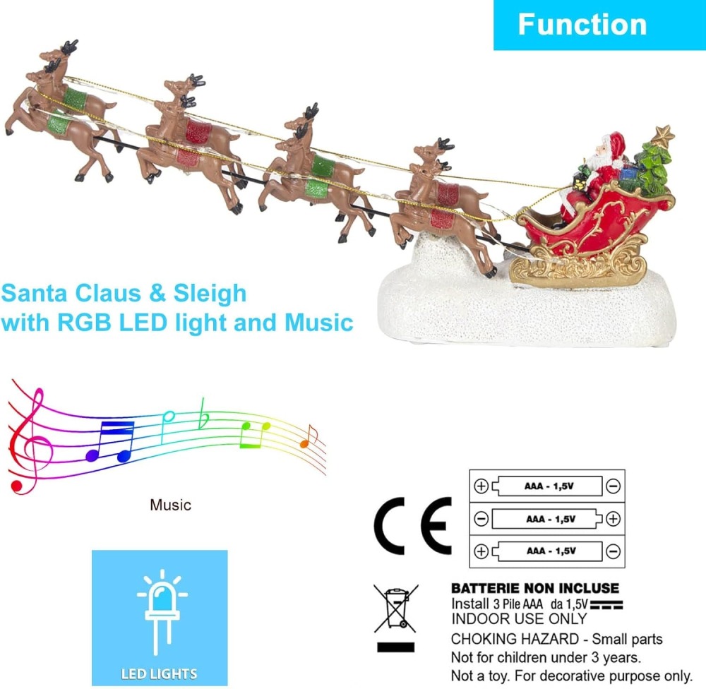 Christmas Winter Santa's Sleigh with 8 Reindeers