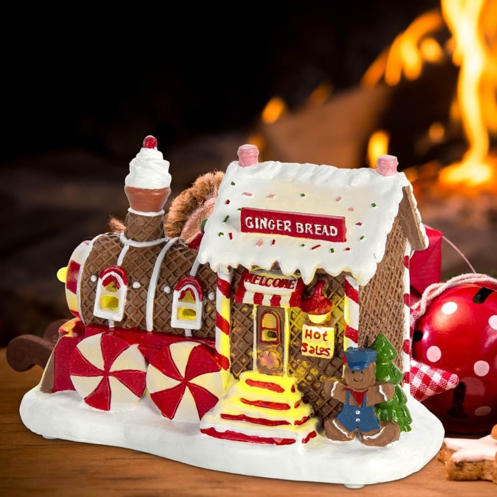 Lighted Christmas Gingerbread Train House