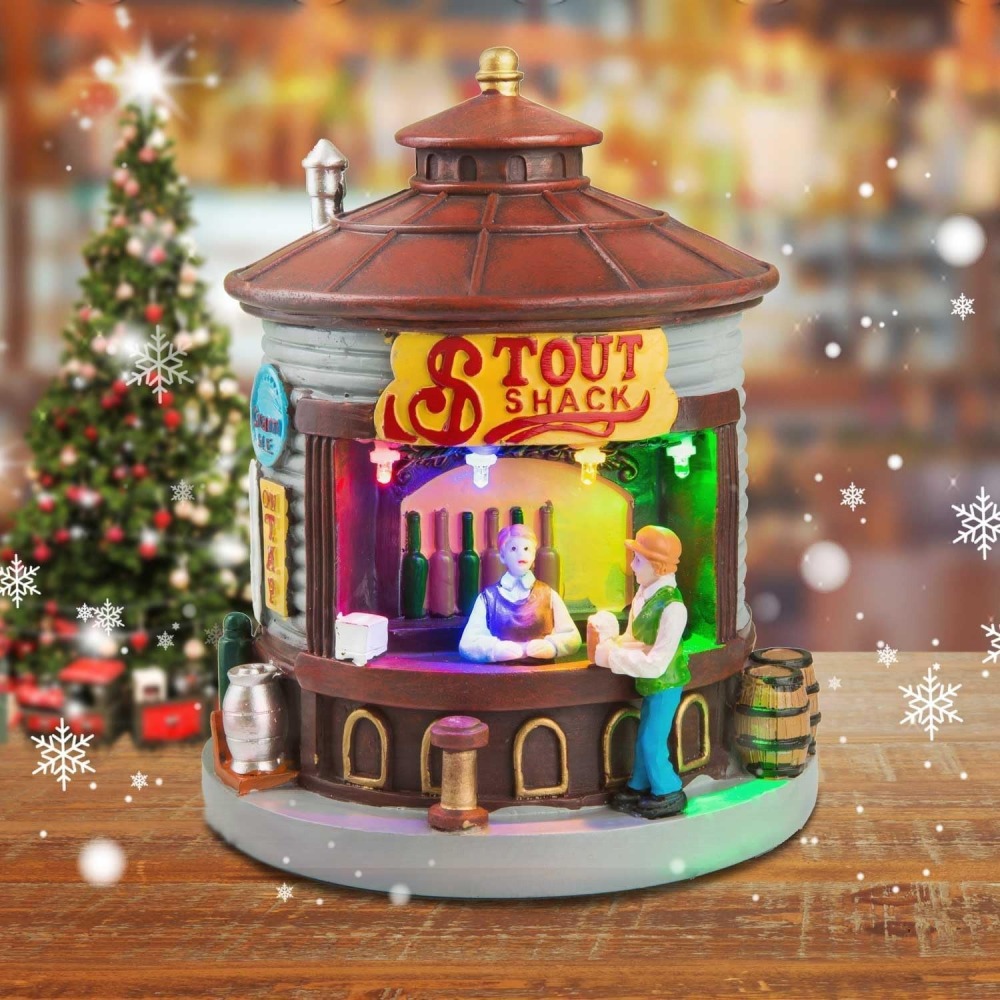 Christmas Village Collection Accessory Set - LED Light Up Christmas Market Scene
