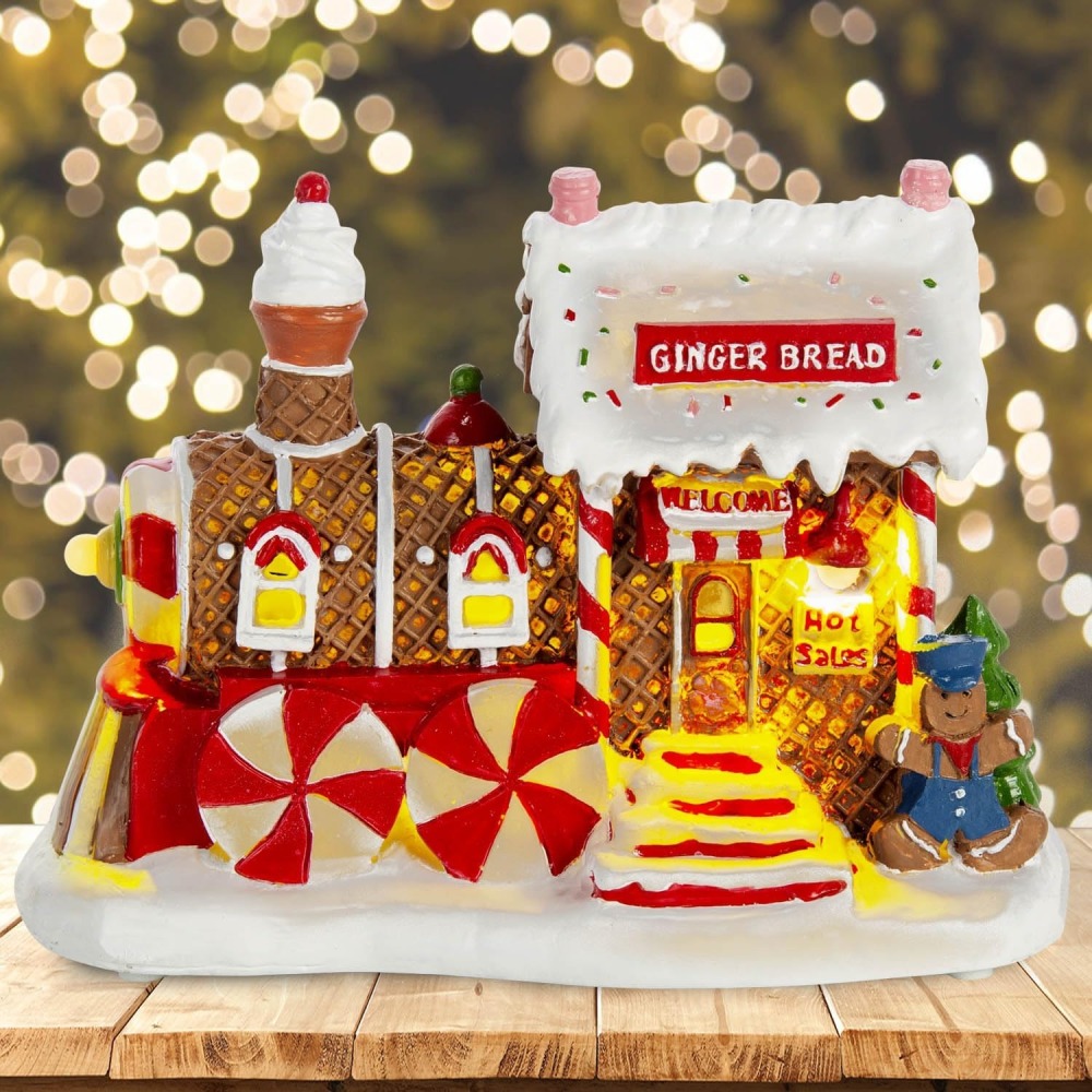 Lighted Christmas Gingerbread Train House