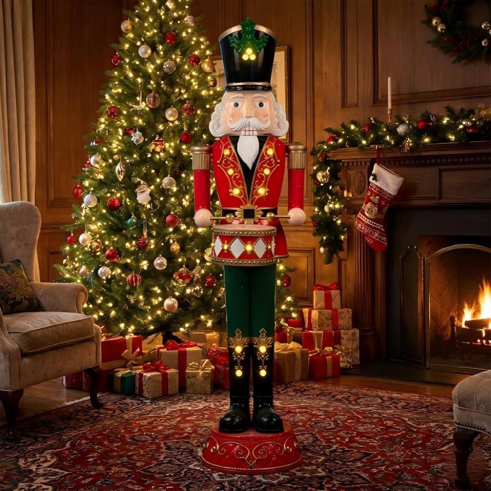 Wholesale 181cm Resin Animated Nutcracker Drummer (MOQ 5) - Commercial Christmas Display Prop with Music & LEDs By innodept12