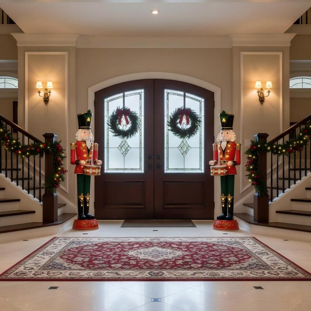 Grand 6ft (181cm) Animated Musical Nutcracker Drummer – Premium LED Christmas Decoration