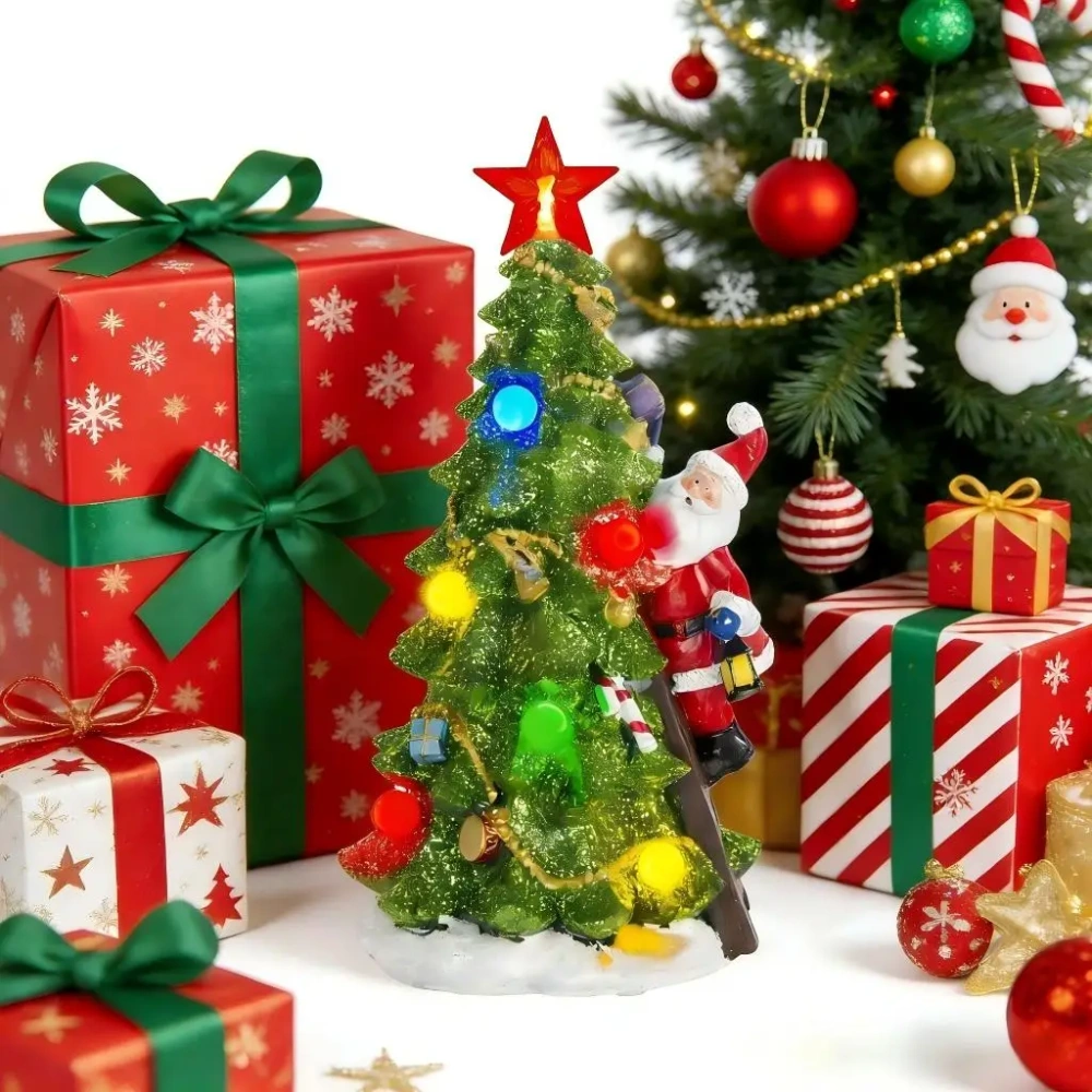 Christmas Tree Decoration with LED Lights Santa Claus Climbing Ladder Holiday Home Decor Perfect for Christmas Parties and Gifts