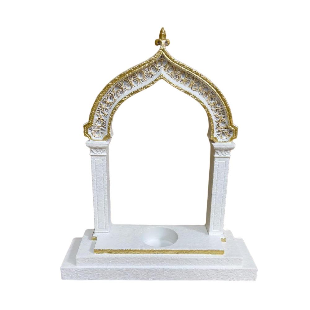 Ramadan Decoration Arch Candle Holder Islamic Style White & Gold Tealight Stand for Home Table Eid Mubarak Festival Decorations