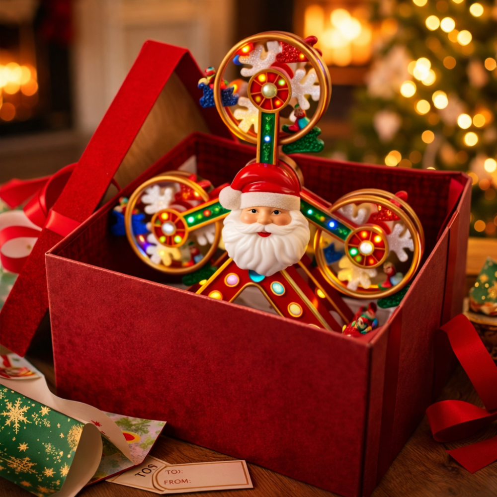 Wholesale Animated Christmas Village Ferris Wheel with Santa Claus, Musical & LED Lighted Carnival Top Speed Desires Holiday Decor, USB or Battery Operated Christmas Decoration, 11.8 inches Indoor Use Only