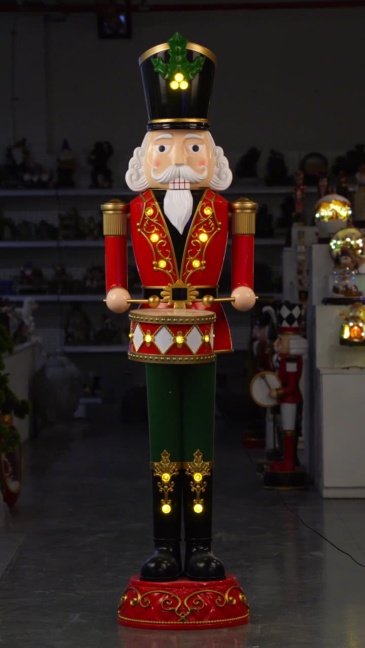 innodept12 wholesale: 181cm Resin Animated Nutcracker Drummer (MOQ 5) - Commercial Christmas Display Prop with Music & LEDs