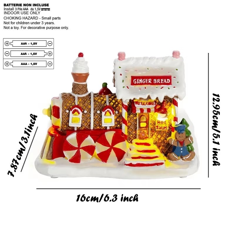 innodept12 wholesale: LED Gingerbread Train House (Mini order 48) - Resin Holiday Village Decor
