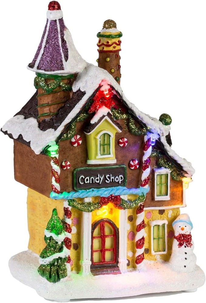 LED Lighted Christmas Candy Shop Village Building Wholesale, Festive Resin House Decor by innodept12, Bulk Buy 540pcs