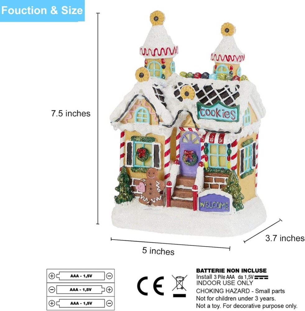 LED Lighted Christmas Cookies Shop Village House Wholesale, Festive Resin Gingerbread Decor by innodept12, Bulk Buy 540pcs