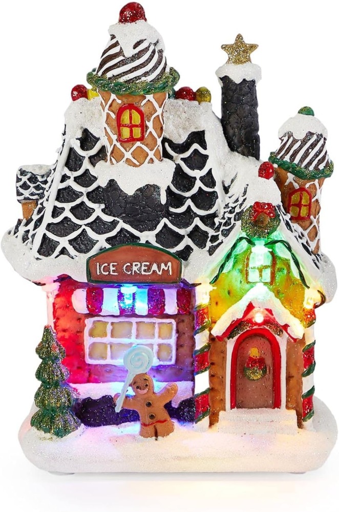 LED Christmas Ice Cream Shop Village Building Wholesale, Resin Gingerbread House by innodept12, Bulk Buy 540pcs