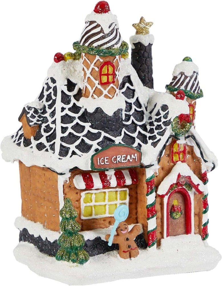 LED Christmas Ice Cream Shop Village Building Wholesale, Resin Gingerbread House by innodept12, Bulk Buy 540pcs