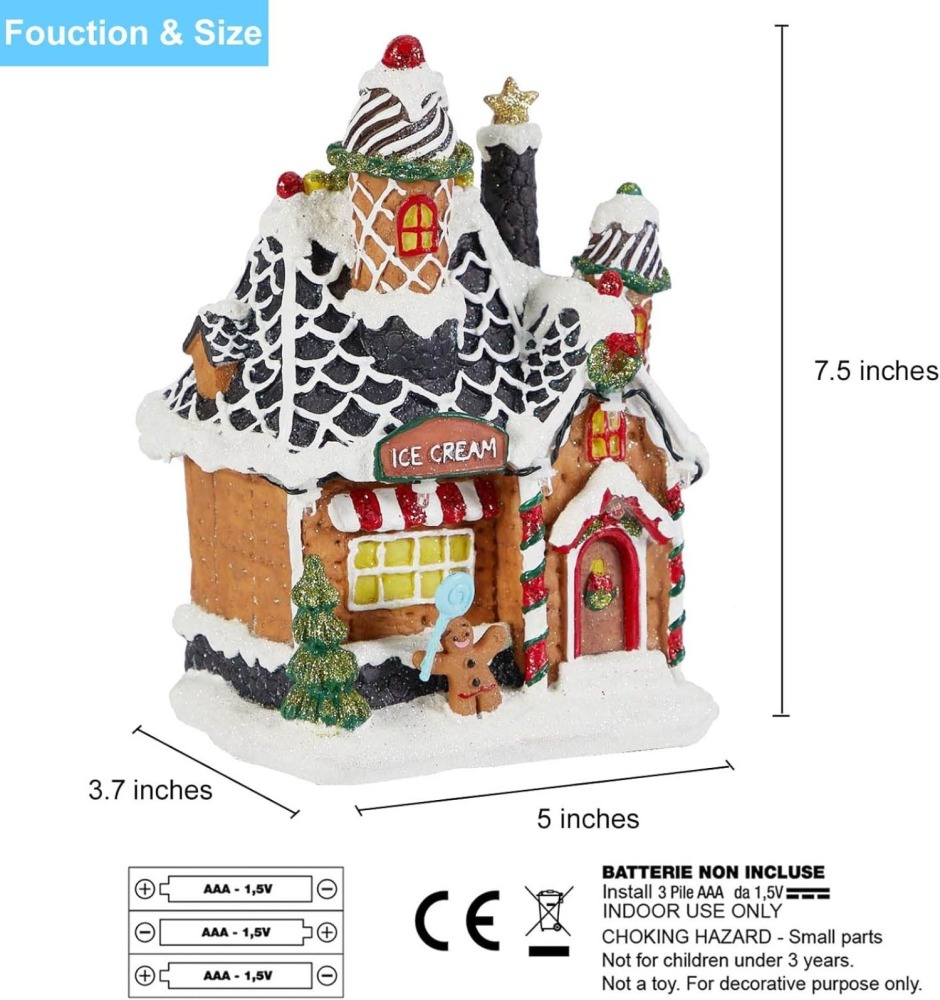 LED Christmas Ice Cream Shop Village Building Wholesale, Resin Gingerbread House by innodept12, Bulk Buy 540pcs