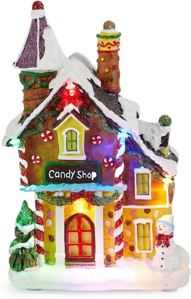 LED Lighted Christmas Candy Shop Village Building Wholesale, Festive Resin House Decor by innodept12, Bulk Buy 540pcs