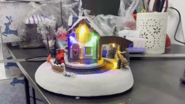 Animated Christmas Village Station with Rotating Train & LED Lights | innodept12