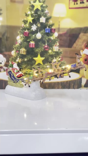 Wholesale LED Christmas Santa with 5 Reindeer Sleigh, innodept12 Resin Holiday Figurine, Factory Price, MOQ 360 PCS