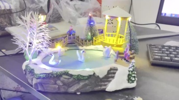 Wholesale Animated Christmas Swan Pond, innodept12 Musical LED Village Scene, Mini Order 8 PCS