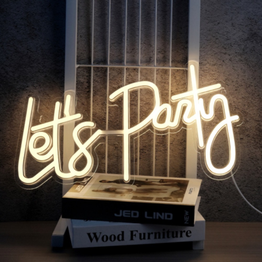 Warm White Let's Party LED Neon Sign for Wedding Backdrop