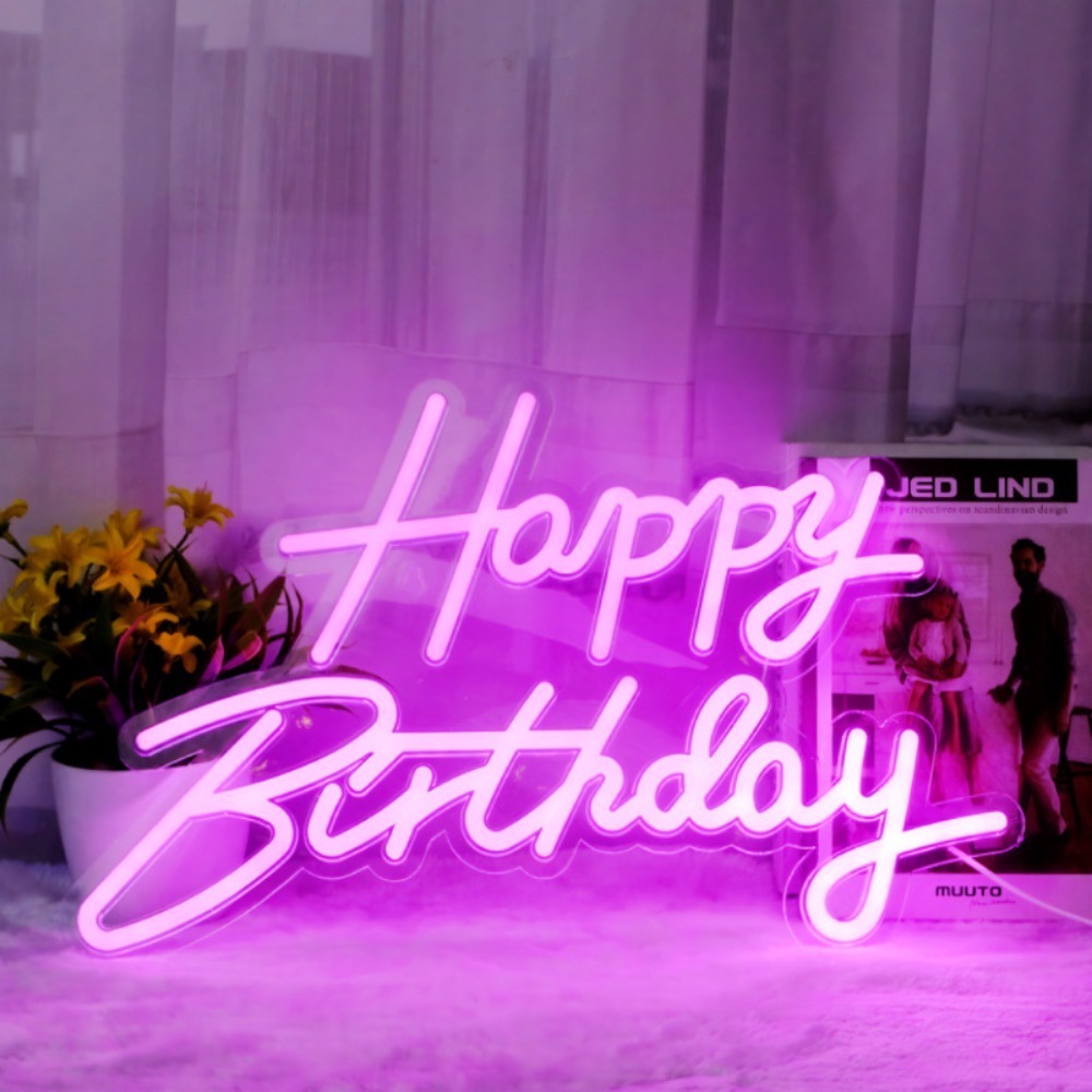 Pink Neon Happy Birthday Sign Bulk Order