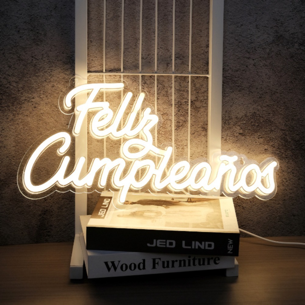 Warm White Feliz Cumpleaños LED Neon Sign Case Pack for Party Decor