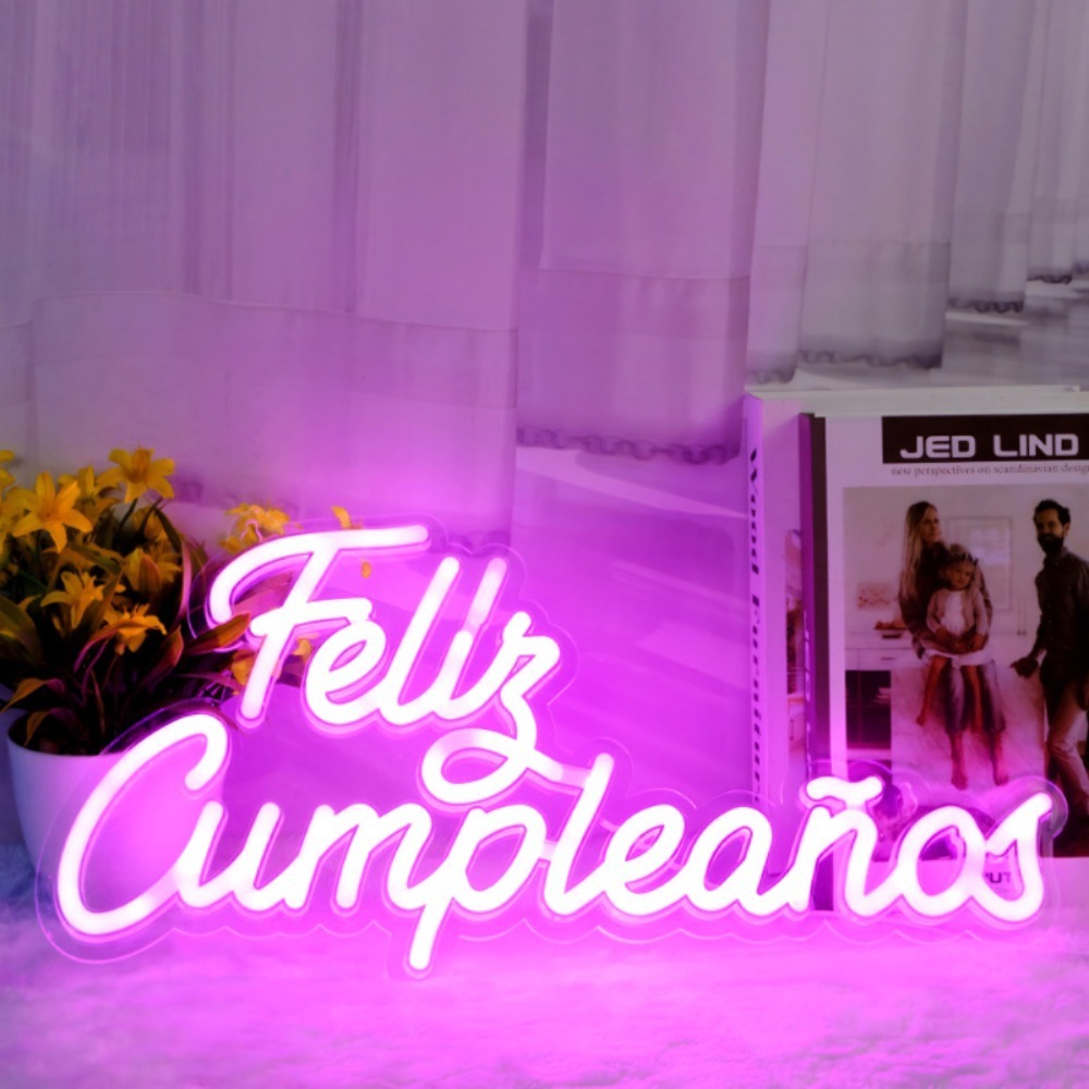 Pink Feliz Cumpleaños LED Sign for Birthday Backdrop Wholesale