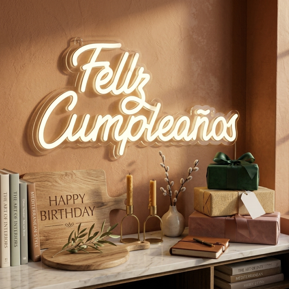 Feliz Cumpleaños LED Neon Sign (Spanish Happy Birthday) - Case Pack of 30pcs