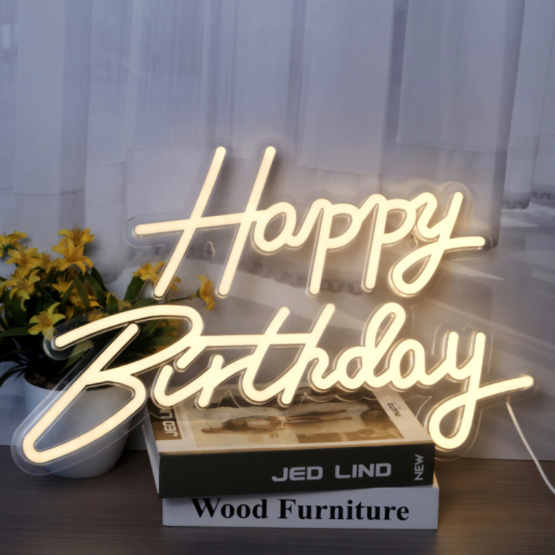 Warm White Birthday Neon Light for Wholesale