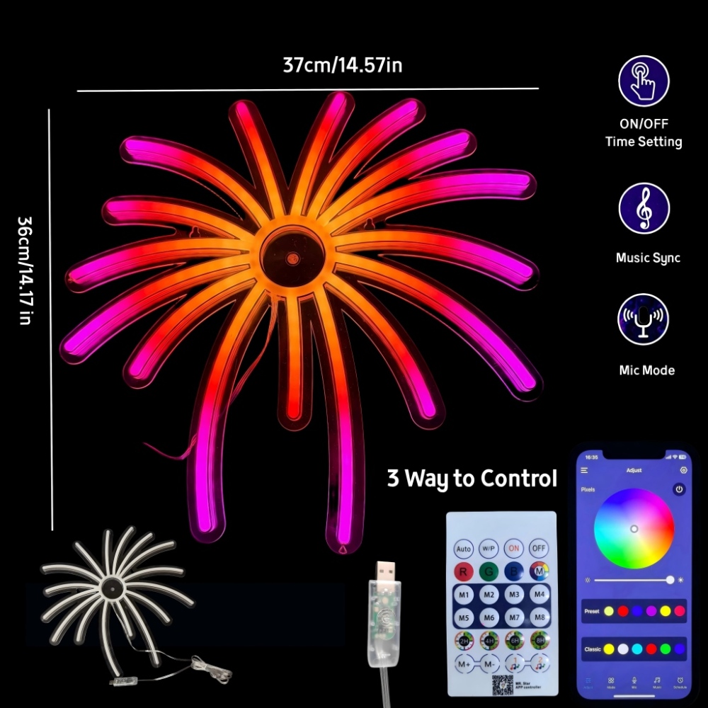 Fireworks Neon Sign for Home Living Room Bedroom Equality Decor (Case Pack of 30)