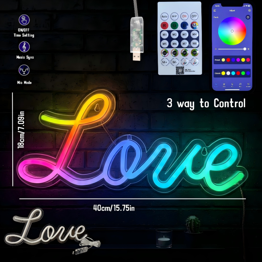 Love Neon Sign for Home Engagement Proposal Wedding Decor (Case Pack of 30)