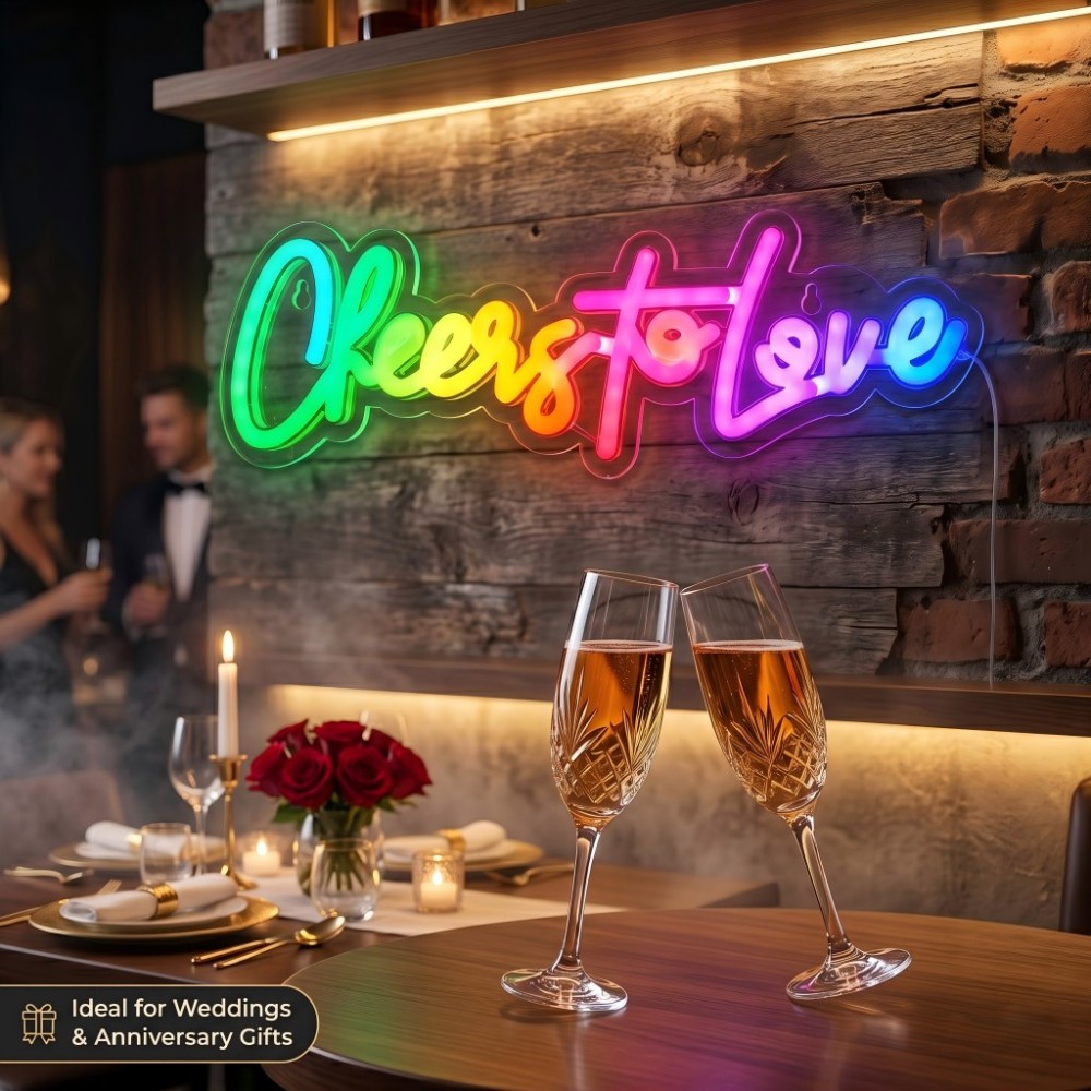 Cheers To Love Neon Sign for Home Engagement Proposal Wedding Decor (Case Pack of 30)