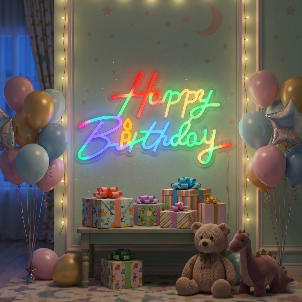 Happy Birthday Neon Sign for Celebration Birthday Event Decor (Case Pack of 30)