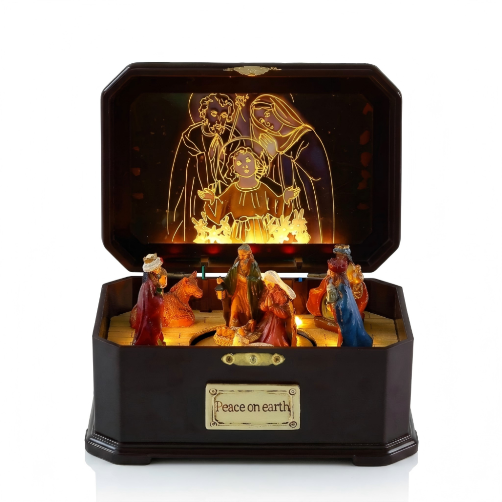 "Peace on Earth" Animated Nativity Scene Christmas Music Box