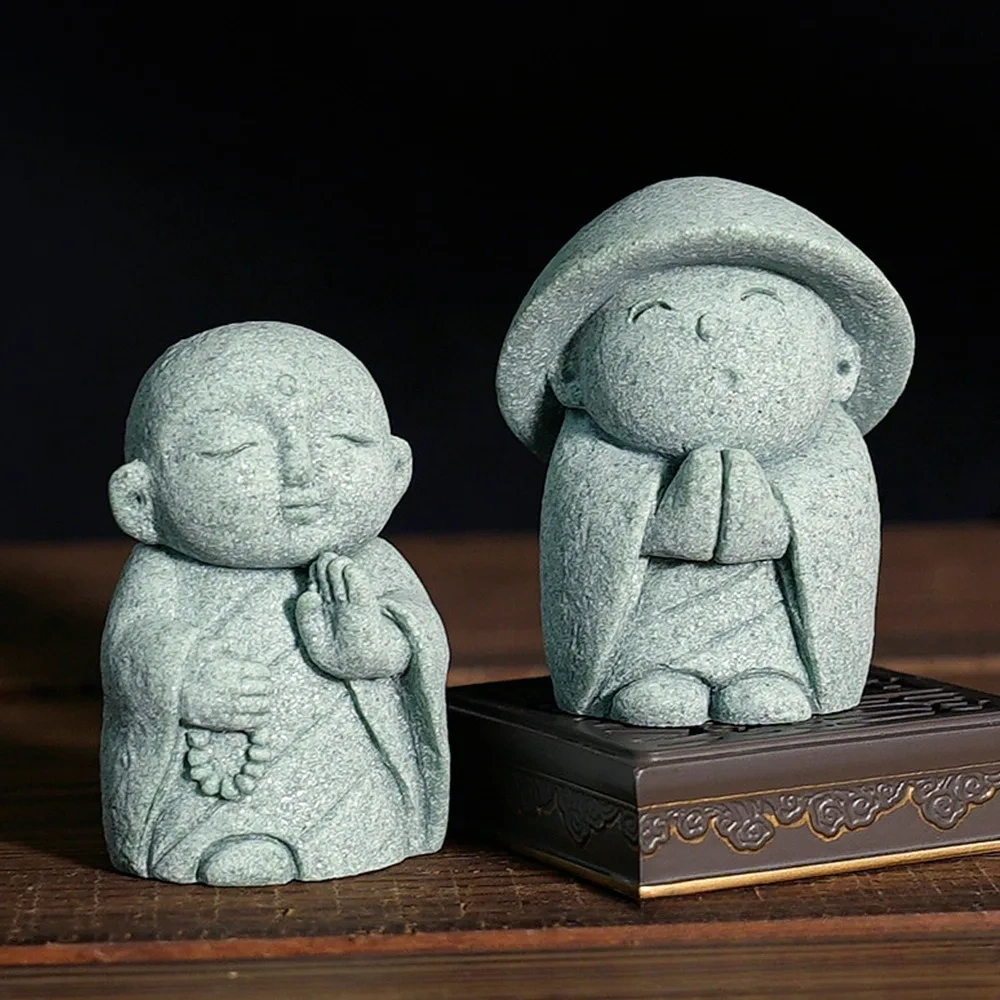 Japanese Buddha Figurine Good Luck Feng Shui Praying Monk Statue  Miniature Ornament for Fish Tank Aquarium Home Garden Decor