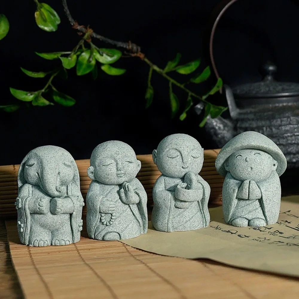 Japanese Buddha Figurine Good Luck Feng Shui Praying Monk Statue  Miniature Ornament for Fish Tank Aquarium Home Garden Decor